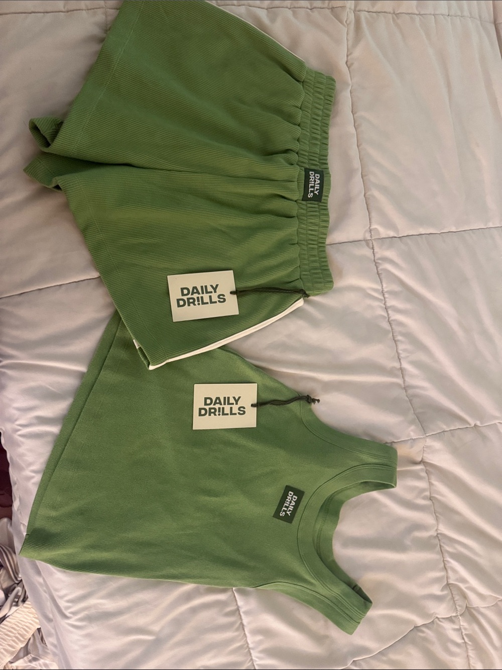 LUCKY COLORED Daily Drills Green Ribbed Tank & Shorts Set